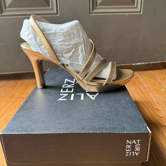 Naturalizer Brenta Bronze Pearl Metallic Heeled Sandals Size 8.5 - Picture 2 of 4